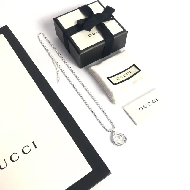 Gucci GG Marmont Interlocking G Logo Silver Ball Chain Necklace 8