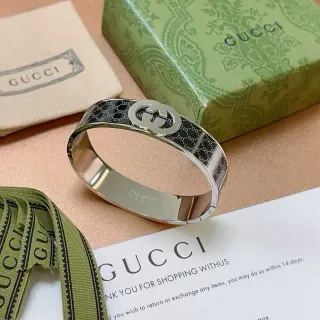 Gucci GG Marmont Interlocking G Monogram Silver and Black Bracelet