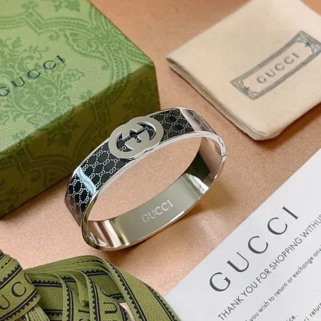 Gucci GG Marmont Interlocking G Monogram Silver and Black Bracelet 4