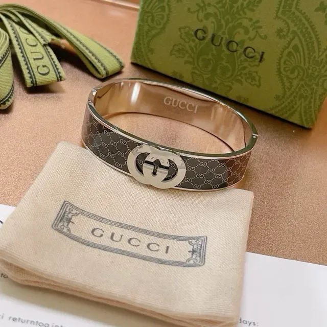 Gucci GG Marmont Interlocking G Monogram Silver and Black Bracelet 6