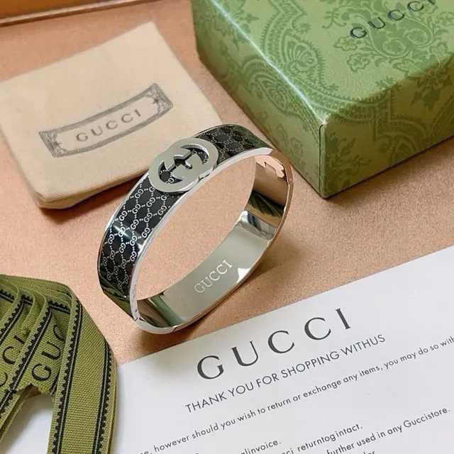 Gucci GG Marmont Interlocking G Monogram Silver and Black Bracelet 9