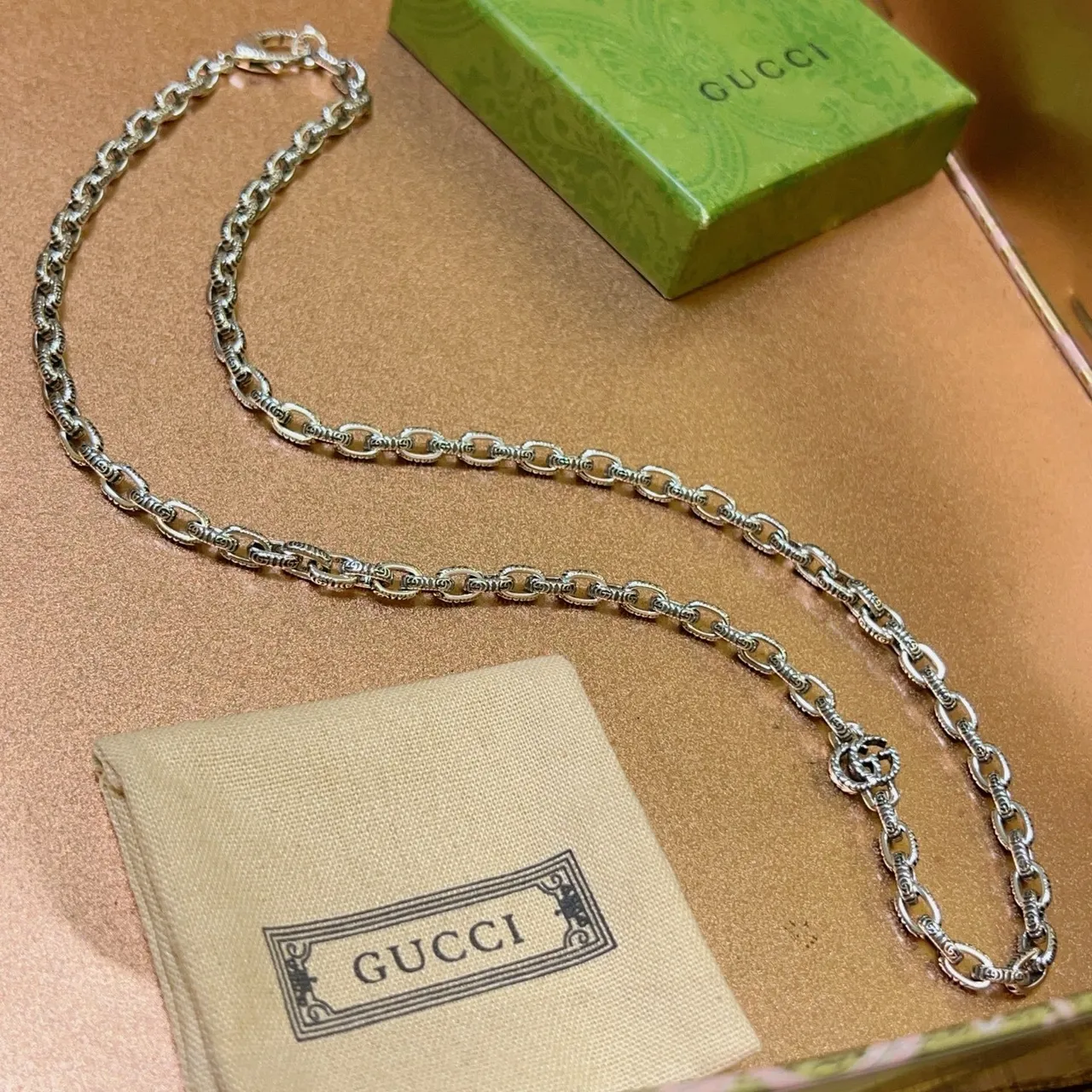Gucci GG Marmont Interlocking G Silver Chain Necklace 6