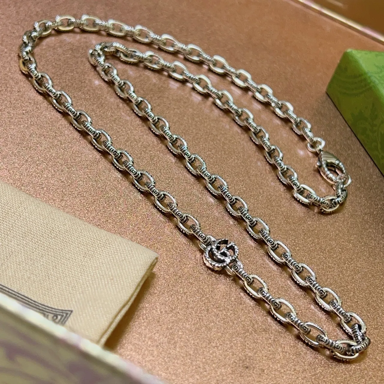 Gucci GG Marmont Interlocking G Silver Chain Necklace 7