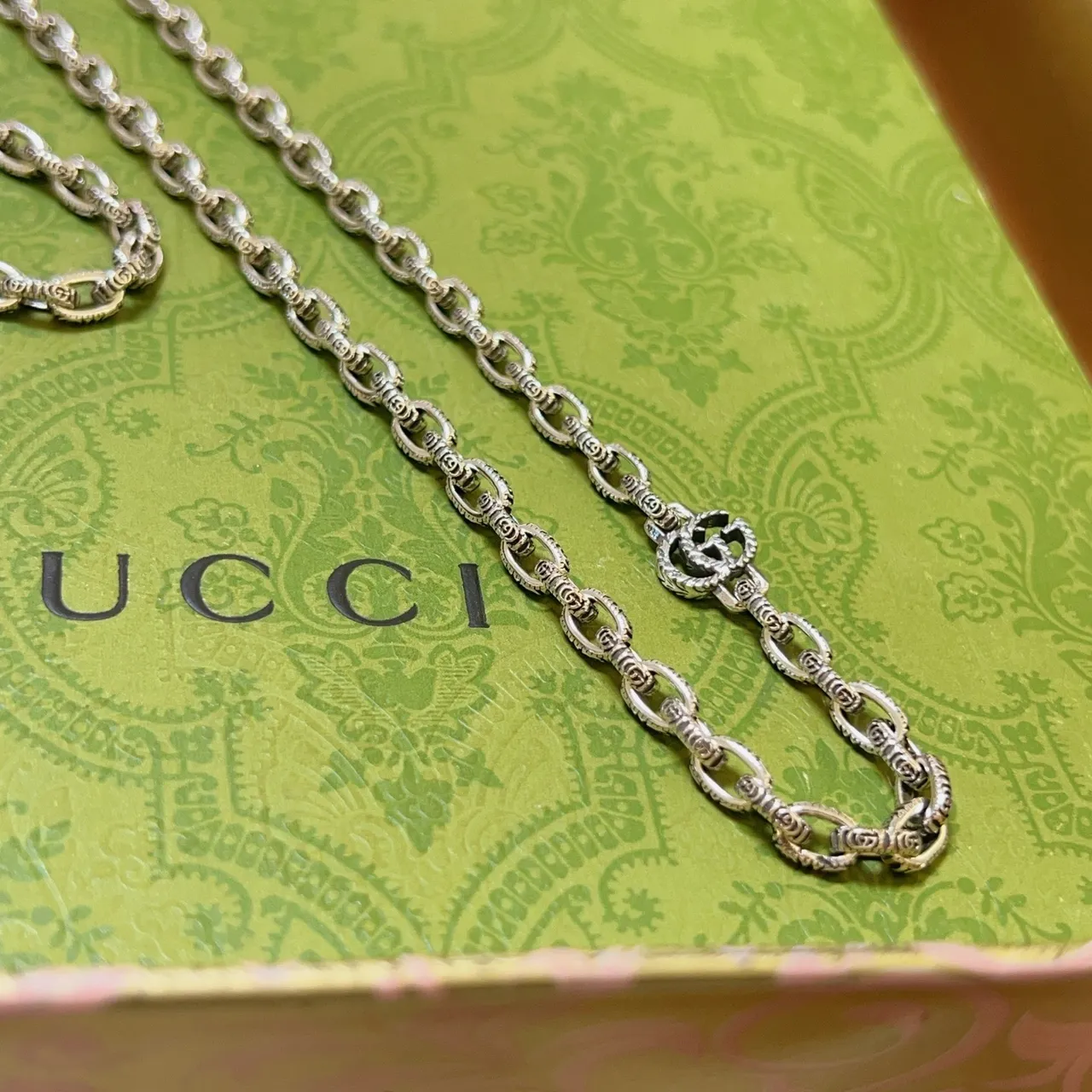 Gucci GG Marmont Interlocking G Silver Chain Necklace 9