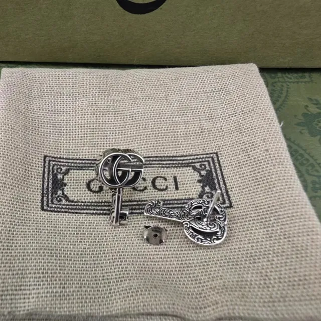 Gucci GG Marmont Key-Shaped Silver-Tone Stud Earrings 2