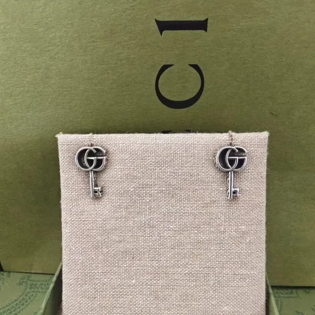 Gucci GG Marmont Key-Shaped Silver-Tone Stud Earrings 4