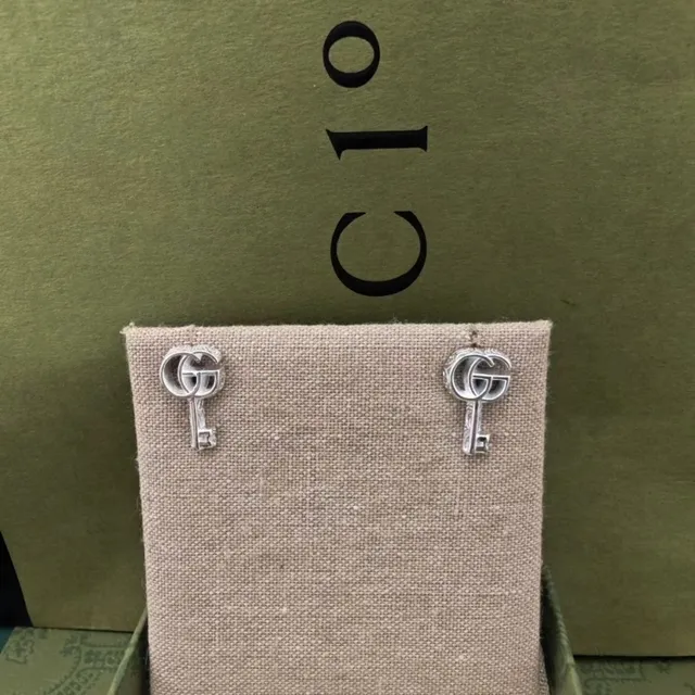 Gucci GG Marmont Key-Shaped Silver-Tone Stud Earrings 5