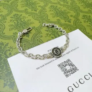 Gucci GG Marmont Medallion Silver Chain Bracelet