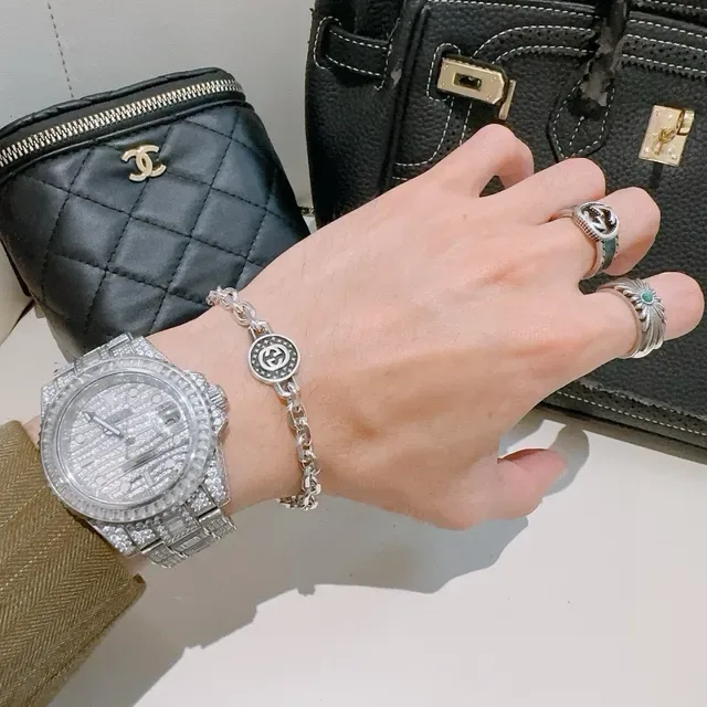 Gucci GG Marmont Medallion Silver Chain Bracelet 2