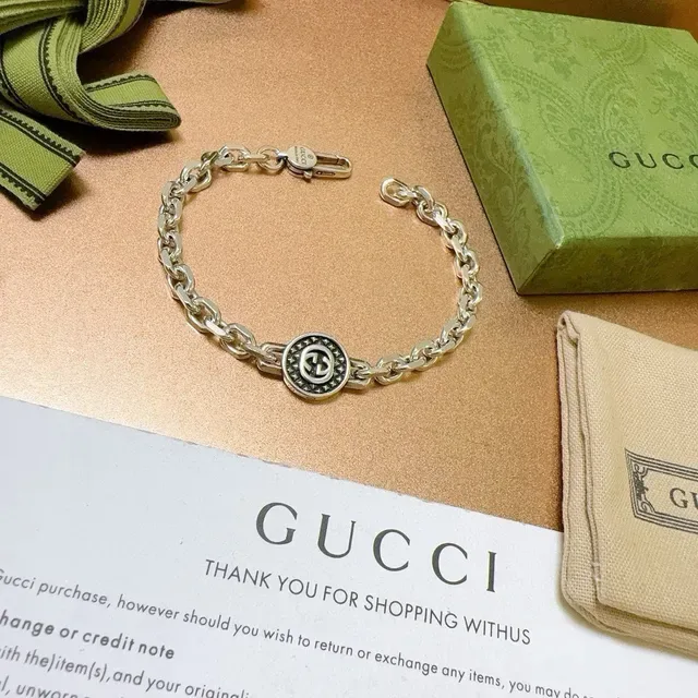 Gucci GG Marmont Medallion Silver Chain Bracelet 3