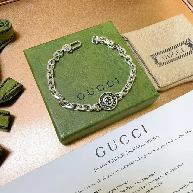 Gucci GG Marmont Medallion Silver Chain Bracelet 6