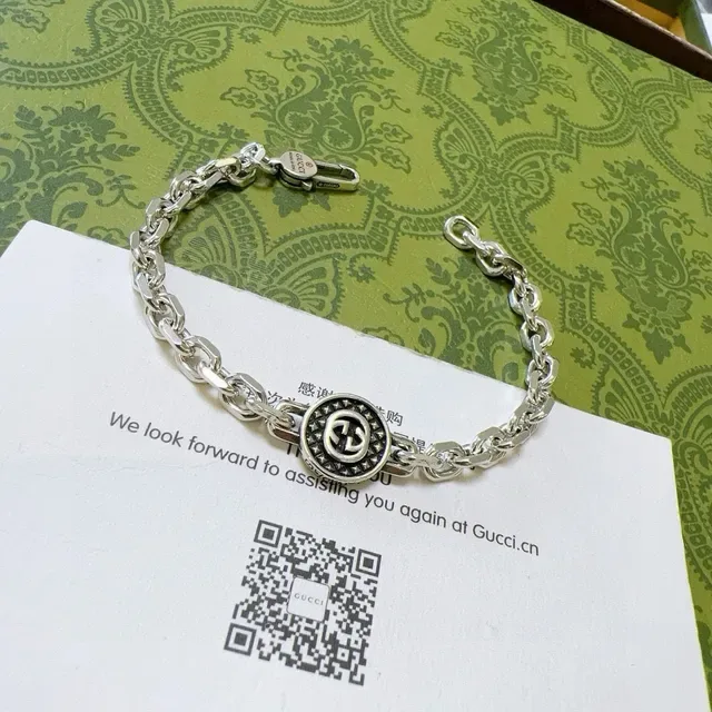 Gucci GG Marmont Medallion Silver Chain Bracelet 7