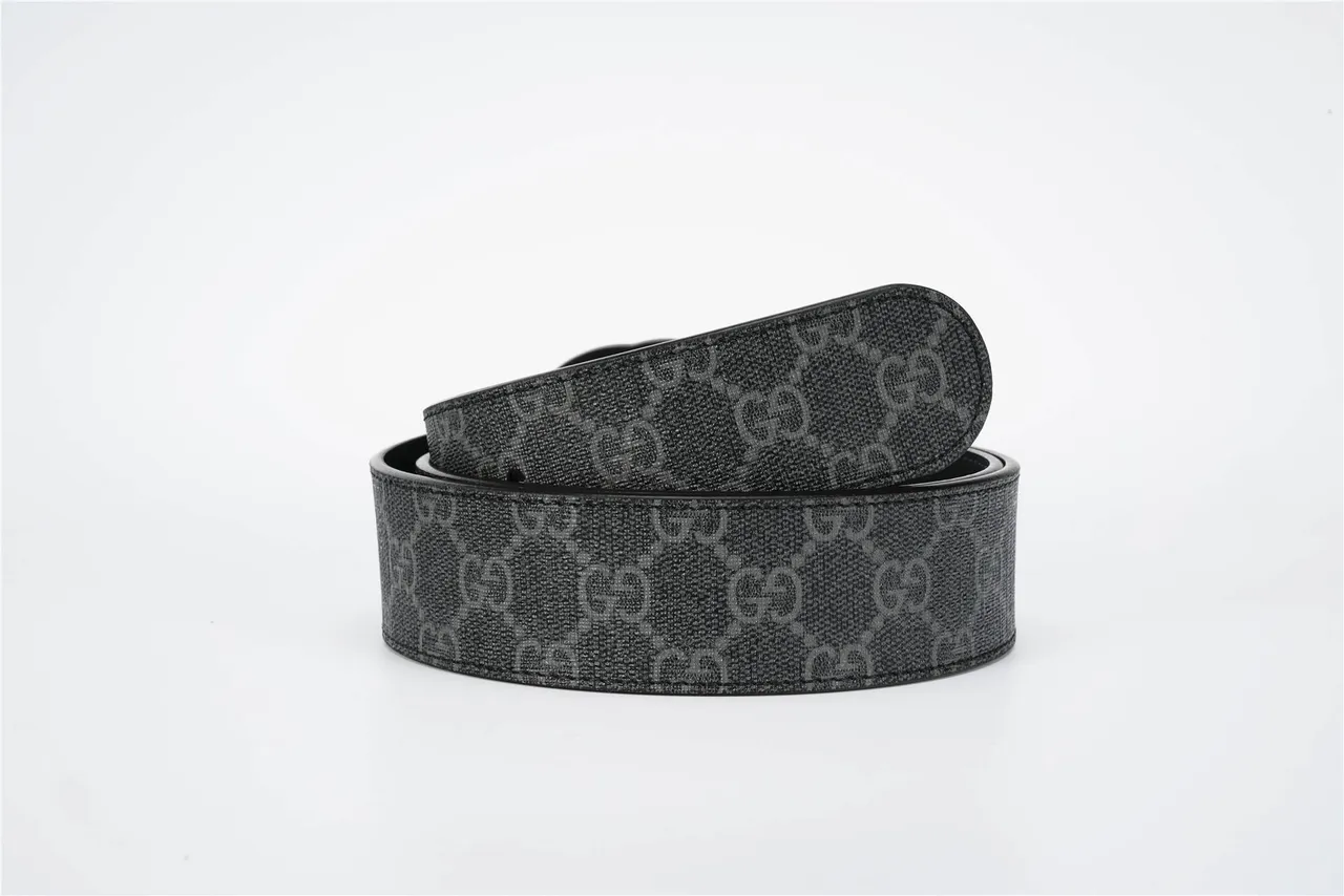 Gucci GG Marmont Monogram Canvas Black Leather Belt 5