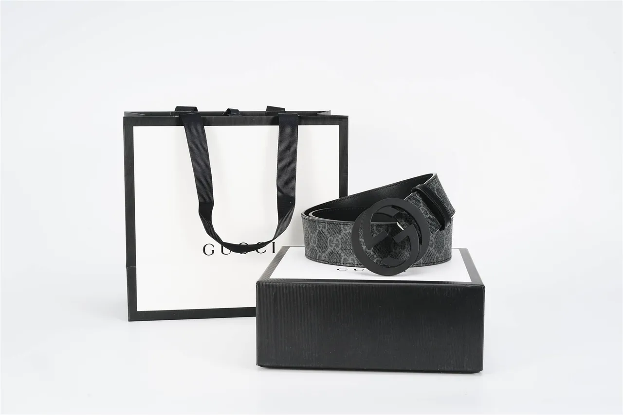 Gucci GG Marmont Monogram Canvas Black Leather Belt 7