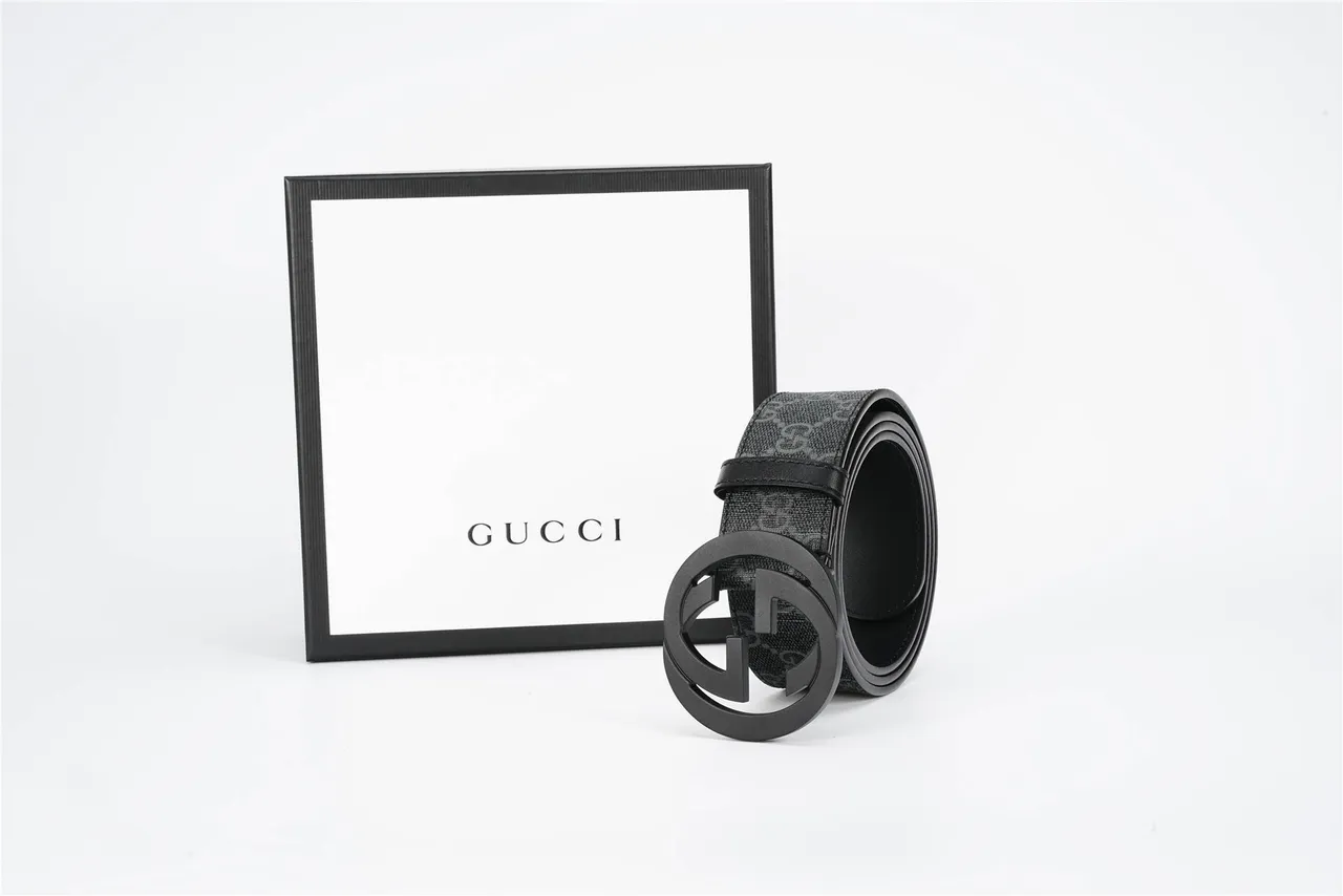 Gucci GG Marmont Monogram Canvas Black Leather Belt 8
