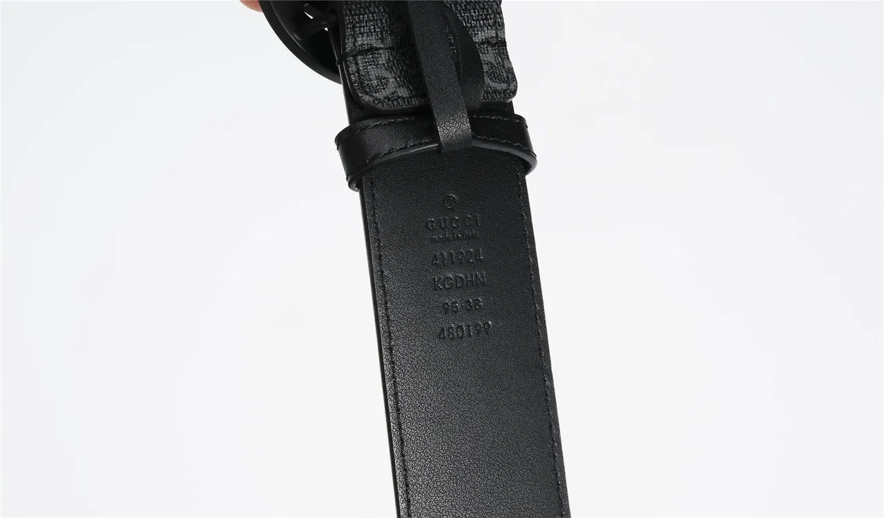 Gucci GG Marmont Monogram Canvas Black Leather Belt 10