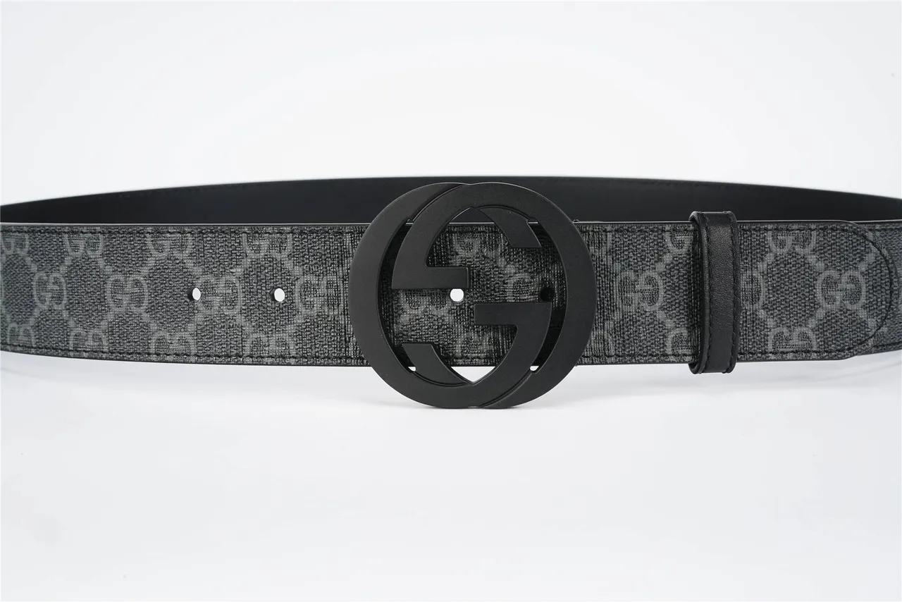 Gucci GG Marmont Monogram Canvas Black Leather Belt 11