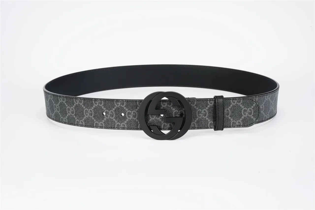 Gucci GG Marmont Monogram Canvas Black Leather Belt 12
