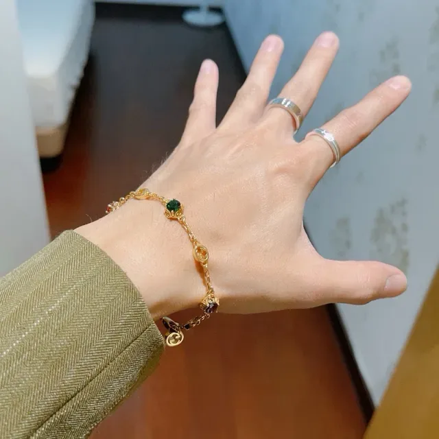 Gucci GG Marmont Multicolor Gemstone Gold-Tone Bracelet 4