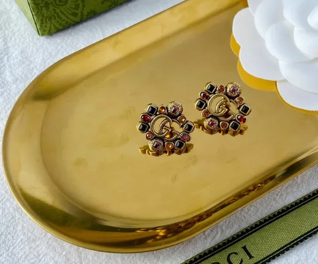 Gucci GG Marmont Multicolored Gemstone Stud Earrings 4