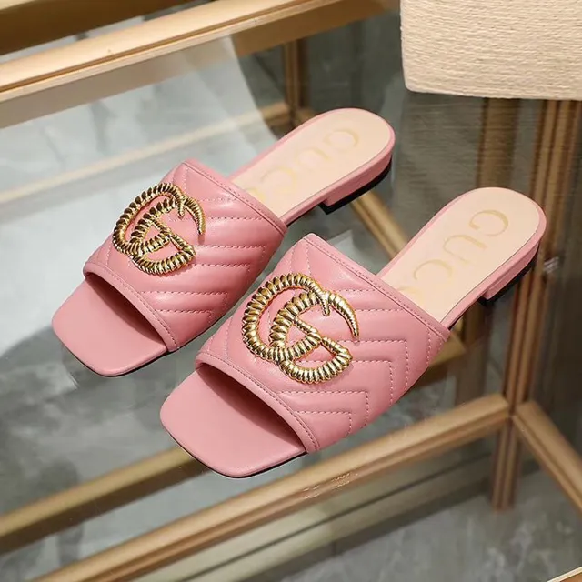 Gucci GG Marmont Pink Quilted Leather Slippers 3