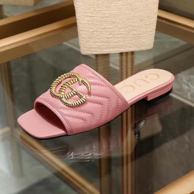 Gucci GG Marmont Pink Quilted Leather Slippers 5