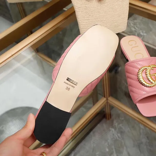 Gucci GG Marmont Pink Quilted Leather Slippers 8