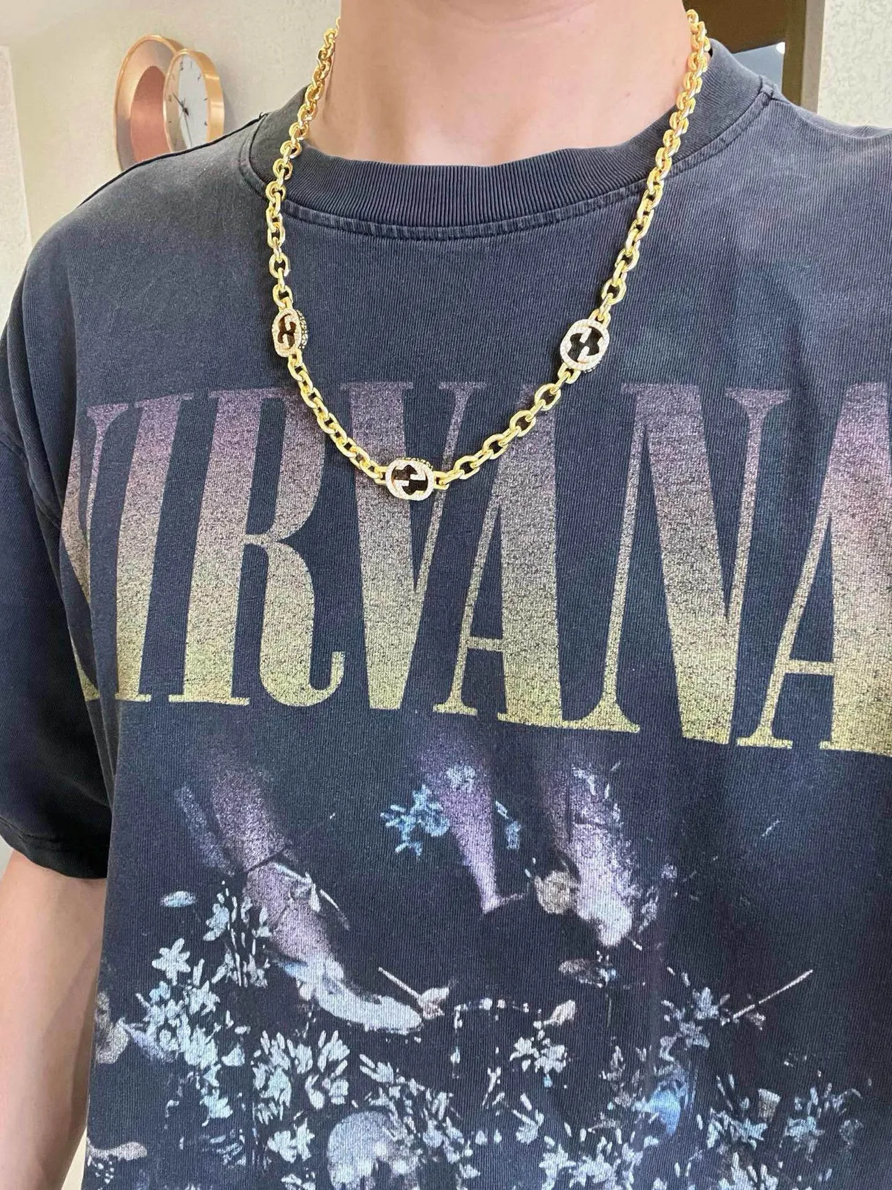Gucci GG Marmont Triple GG Crystal Pendant Gold Necklace 6