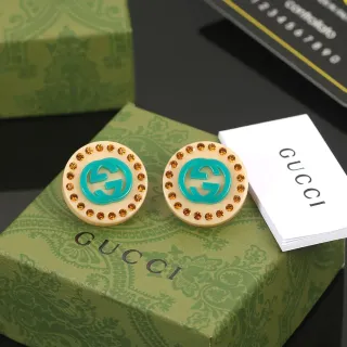Gucci GG Marmont Turquoise and Amber Rhinestone Stud Earrings