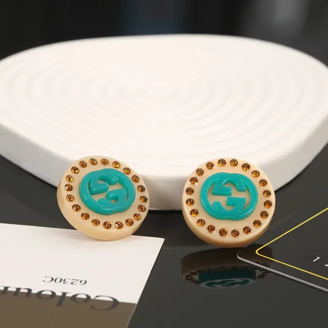 Gucci GG Marmont Turquoise and Amber Rhinestone Stud Earrings 3