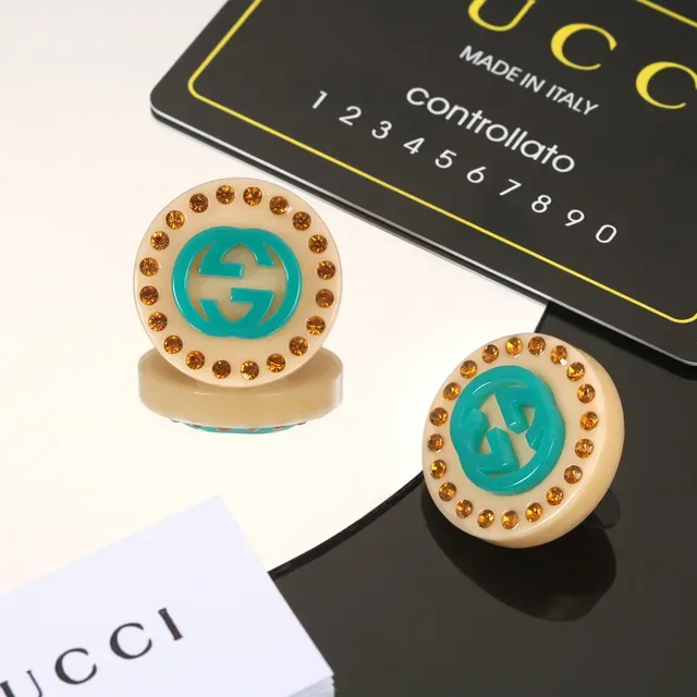 Gucci GG Marmont Turquoise and Amber Rhinestone Stud Earrings 6