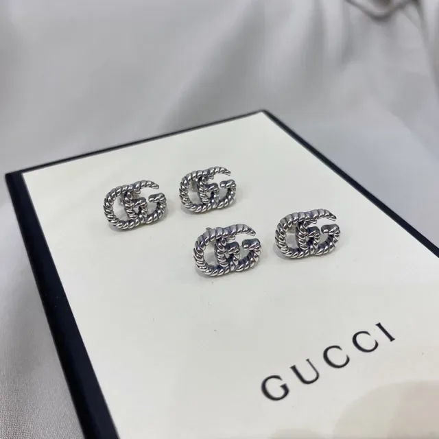 Gucci GG Marmont Twisted Rope Interlocking G Stud Earrings 3