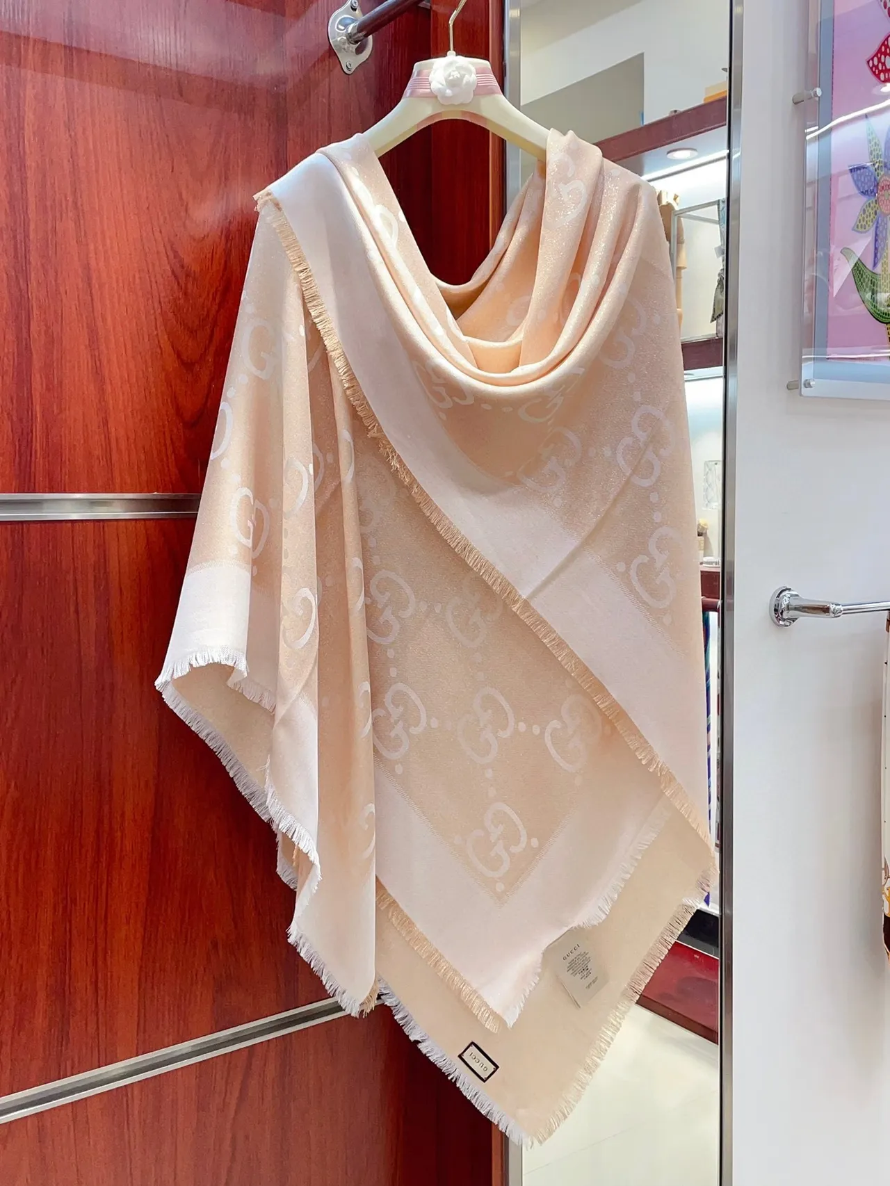Gucci GG Monogram Beige Silk Scarf 8