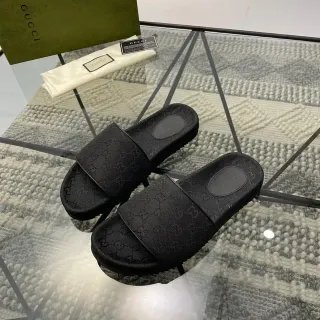 Gucci GG Monogram Black Slide Slippers