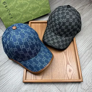 Gucci GG Monogram নীল বাদামী interlocking প্রিন্ট ডেনিমের মতো কাপড় বেসবল ক্যাপ