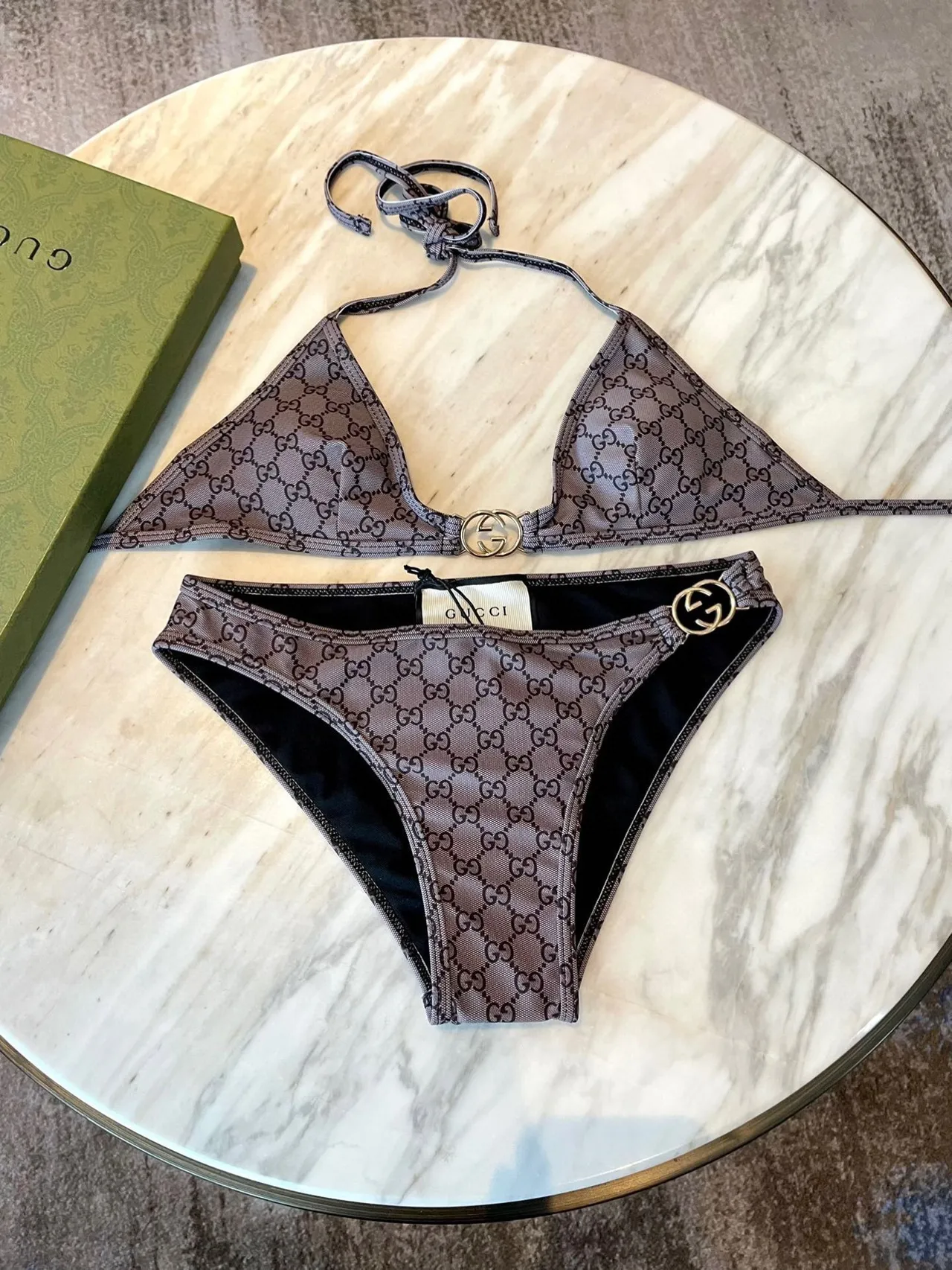 Gucci GG Monogram Halter Triangle Top and Low-Rise Briefs Swimwear 5