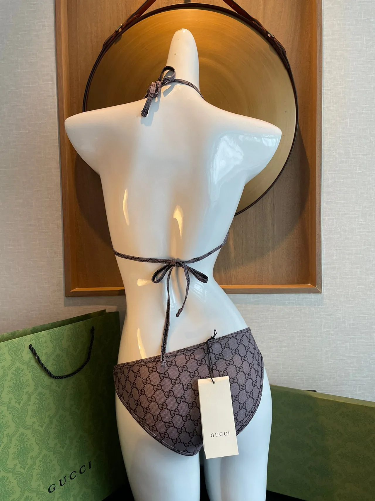 Gucci GG Monogram Halter Triangle Top and Low-Rise Briefs Swimwear 7