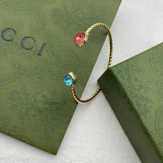 Gucci Gold Multicolor Twisted Cable Animal-Head Terminals Bracelet