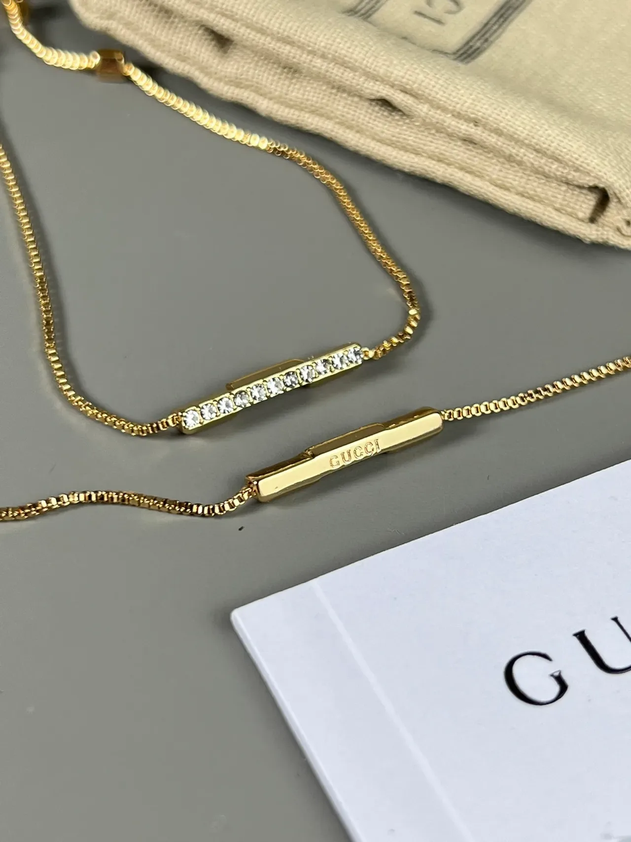 Gucci Gold-Tone Pavé Crystal Bar Bracelet 2