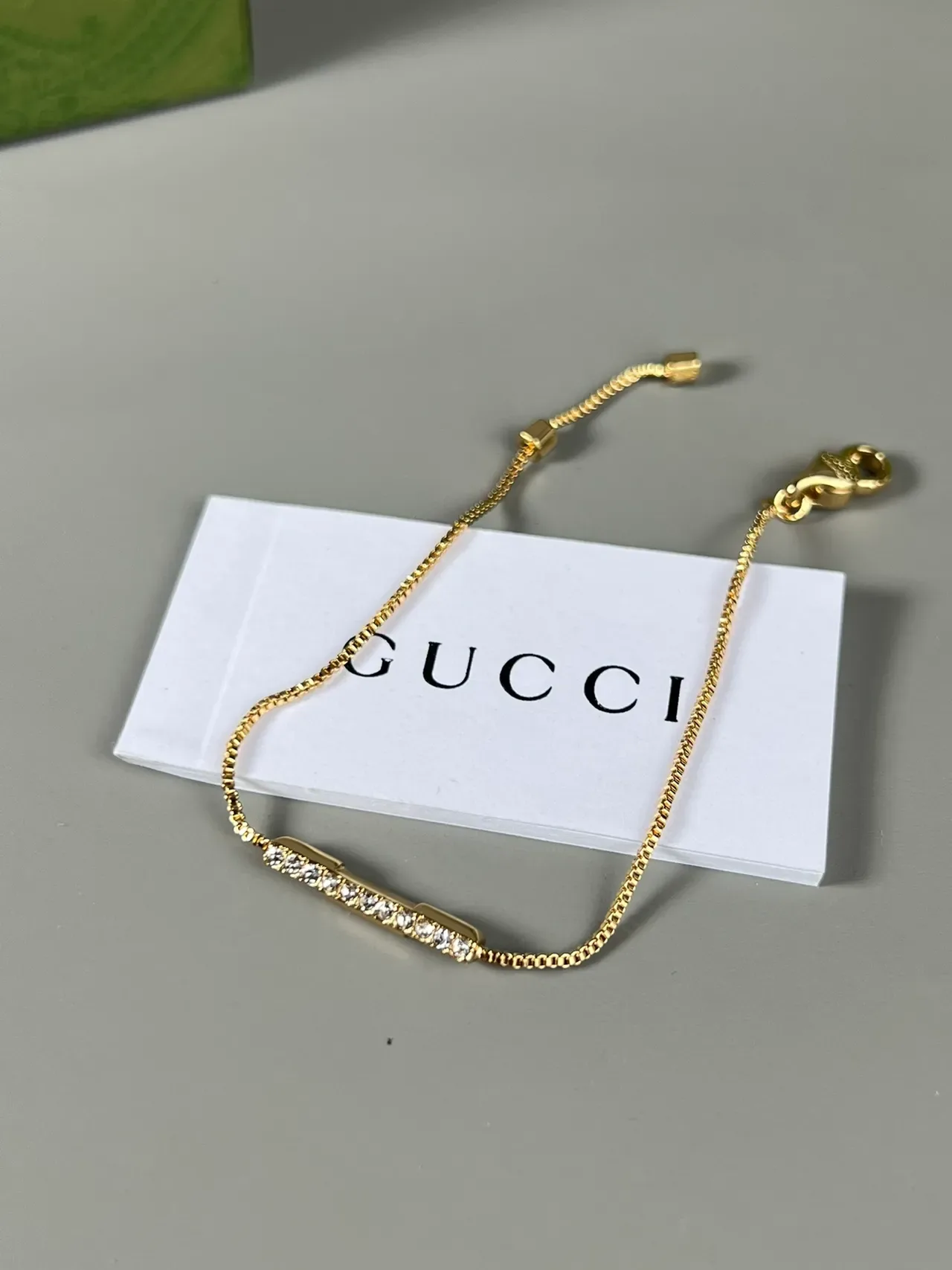 Gucci Gold-Tone Pavé Crystal Bar Bracelet 3