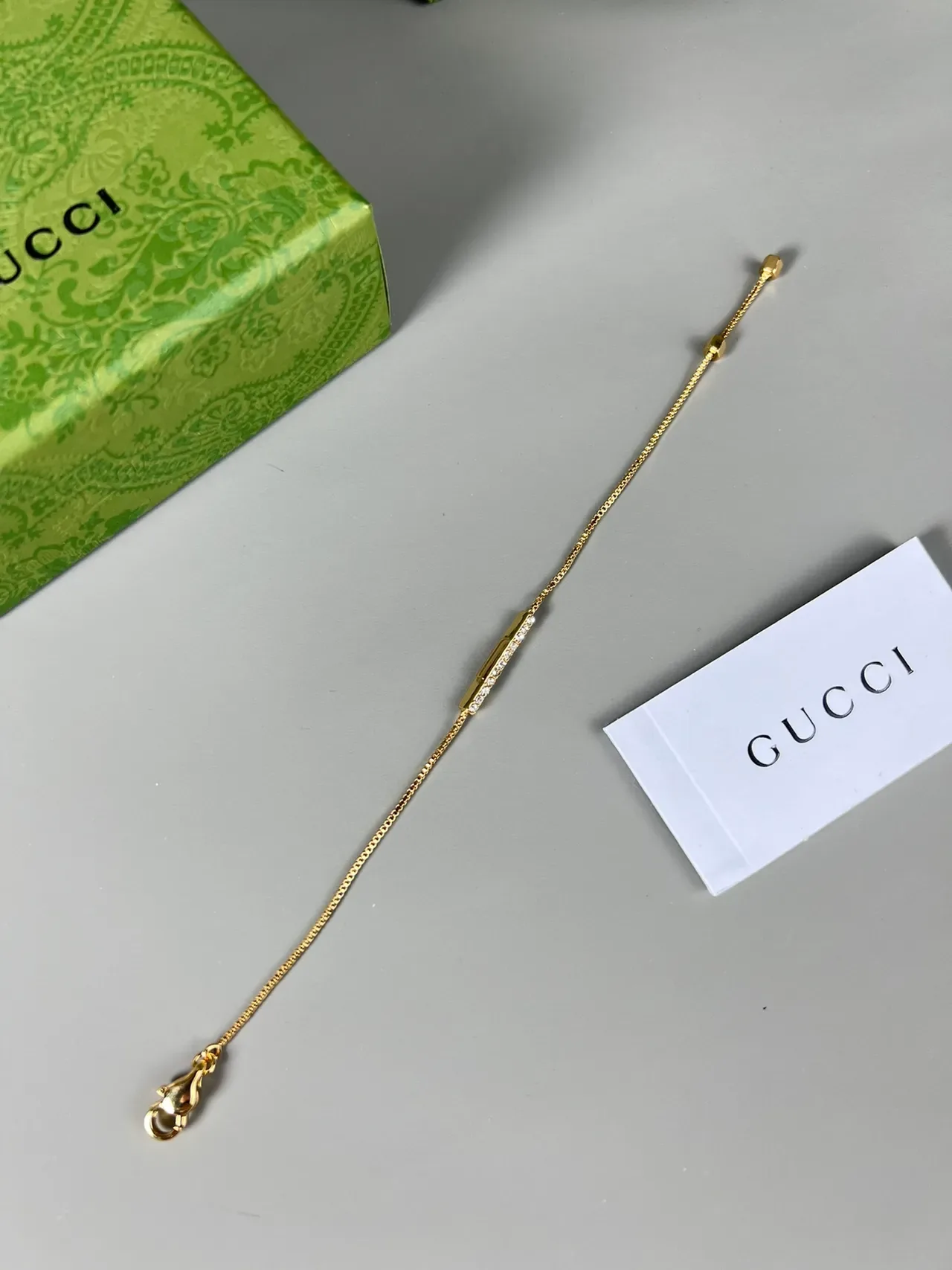 Gucci Gold-Tone Pavé Crystal Bar Bracelet 4