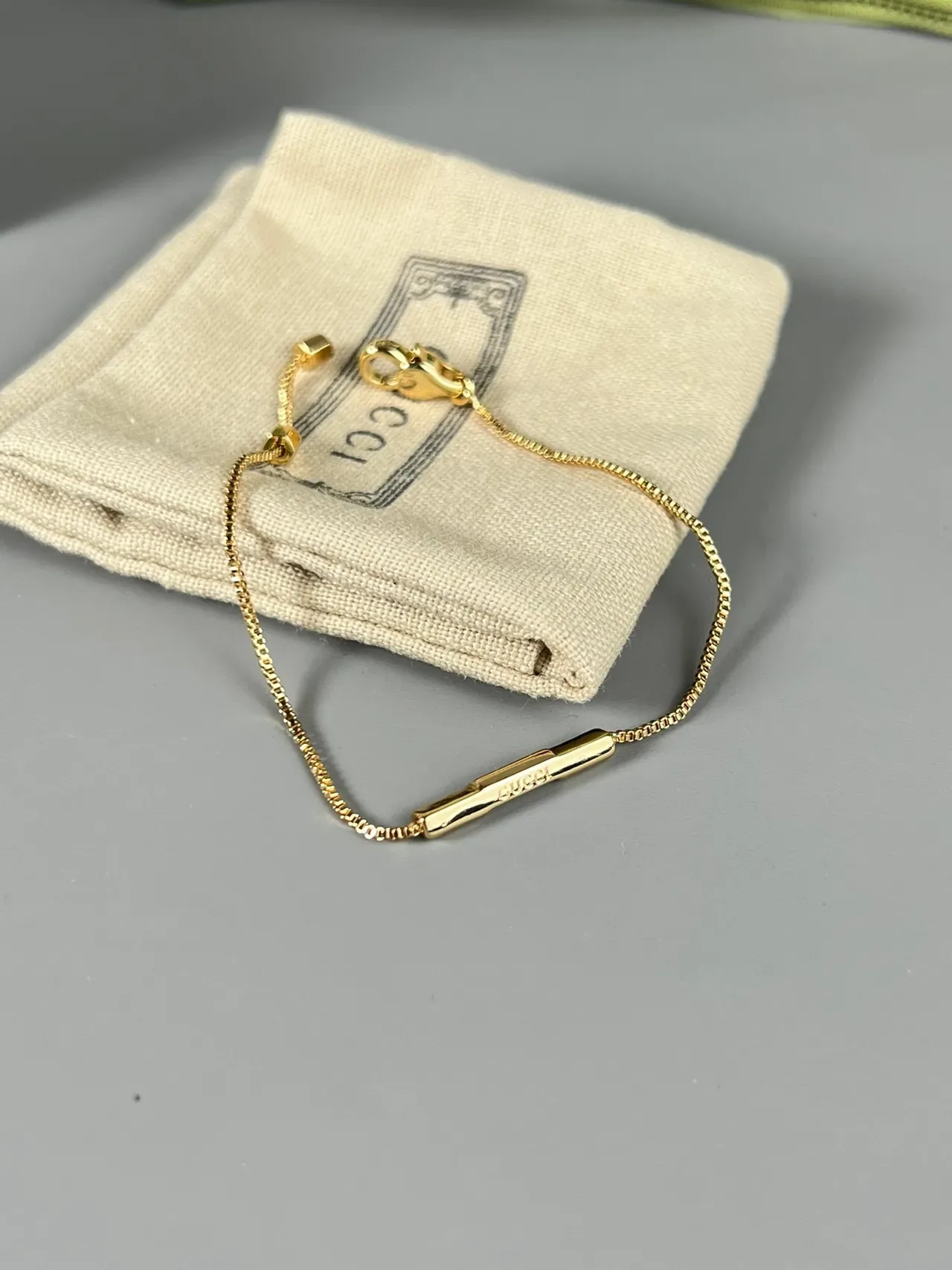 Gucci Gold-Tone Pavé Crystal Bar Bracelet 6