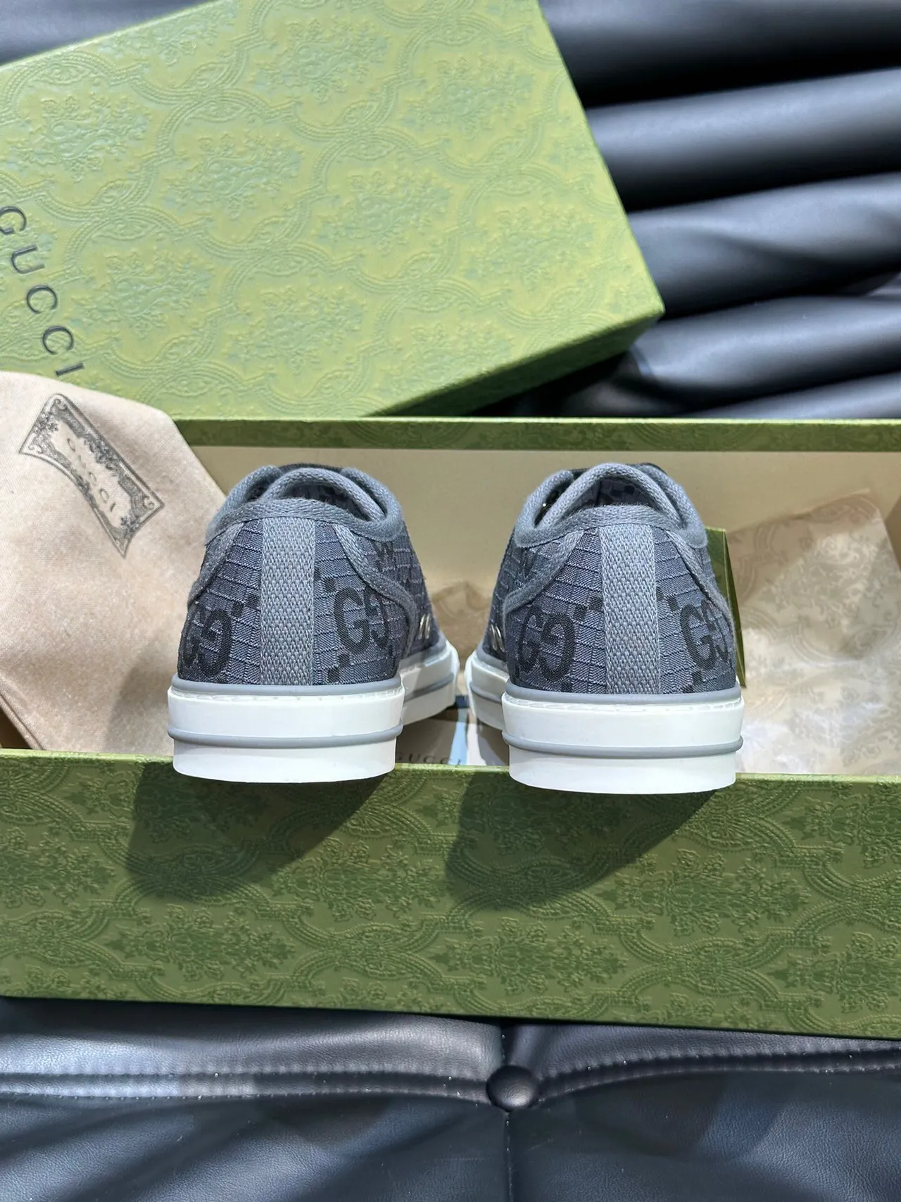 Gucci Gray Black GG Monogram Canvas Low-Top Lace-Up Lifestyle Sneakers 7