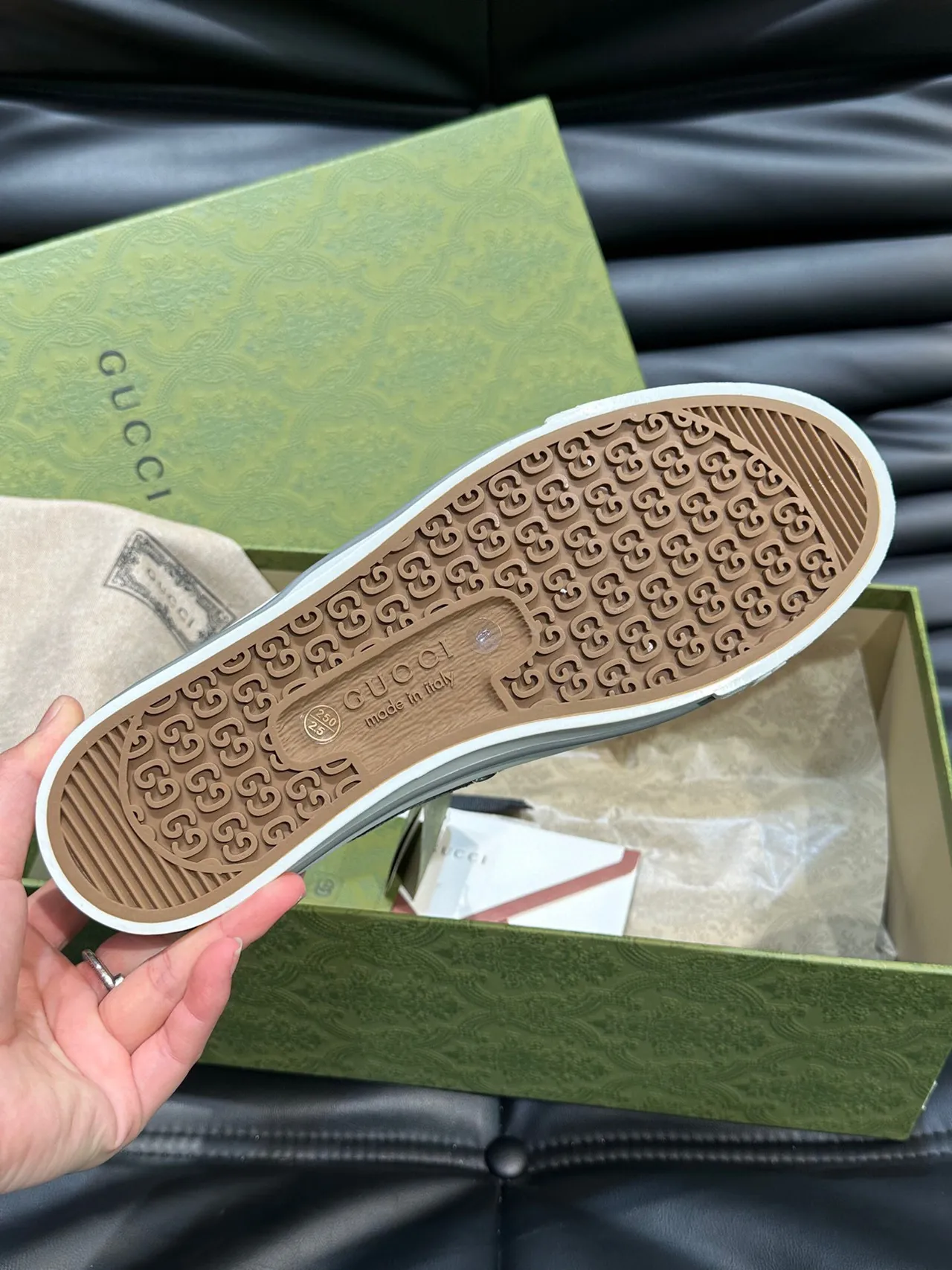 Gucci Gray Black GG Monogram Canvas Low-Top Lace-Up Lifestyle Sneakers 8