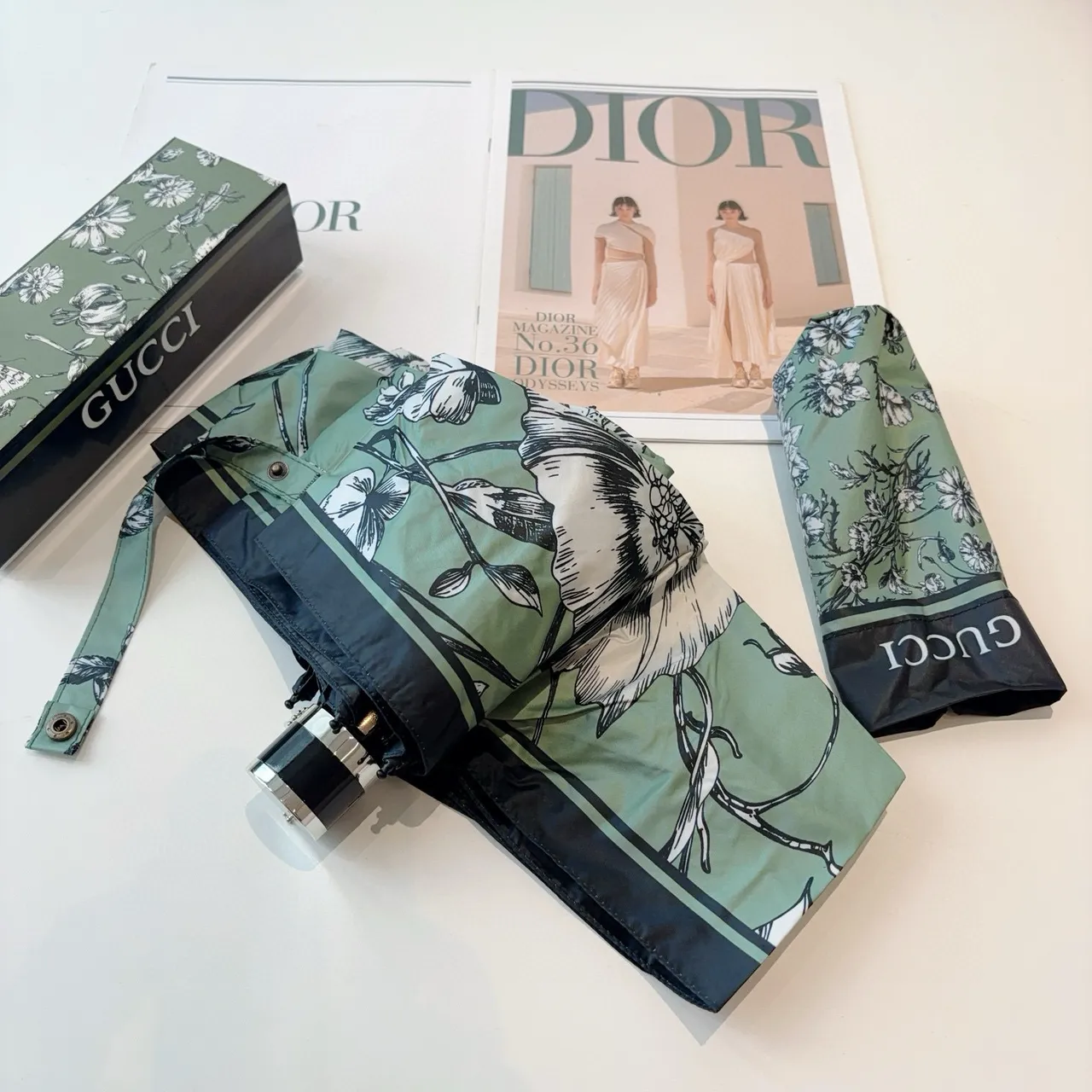Gucci Vert Noir Floral Botanique Impression Base Menthe Sac 3