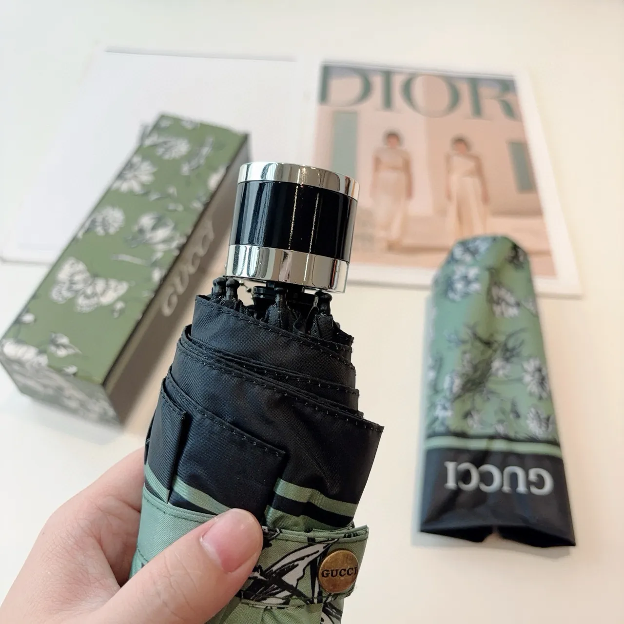 Gucci Vert Noir Floral Botanique Impression Base Menthe Sac 4