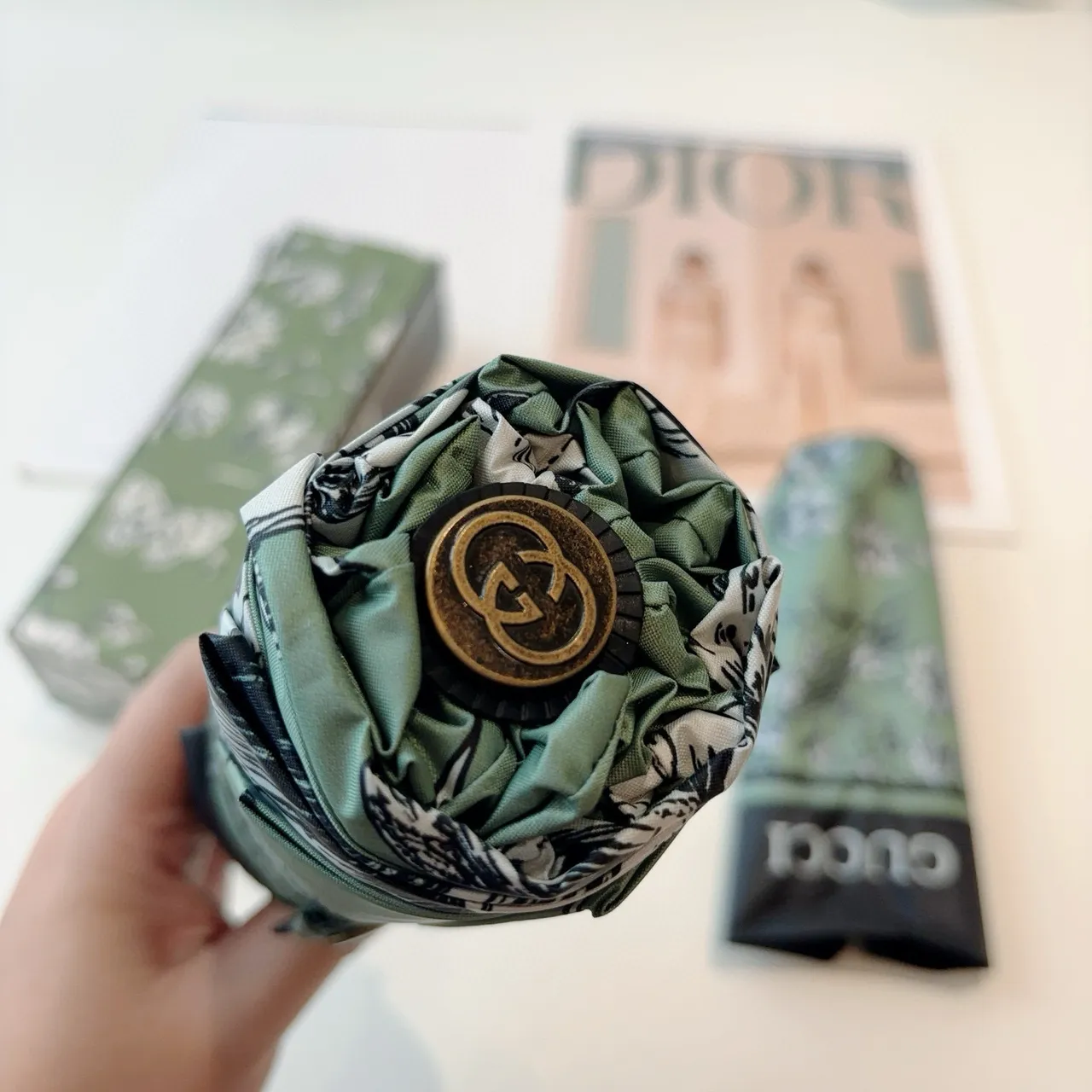Gucci Vert Noir Floral Botanique Impression Base Menthe Sac 5