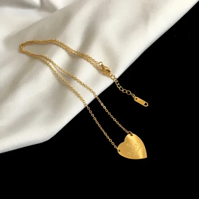 Gucci Heart Pendant Necklace Gold and Silver Tone Necklaces 4