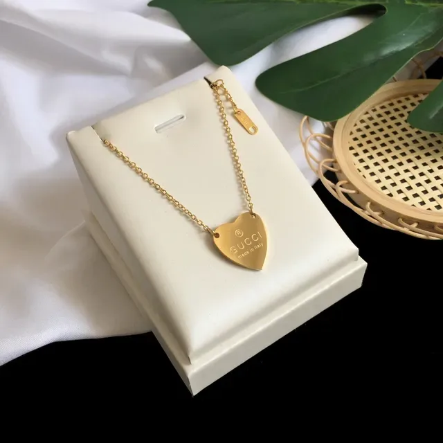 Gucci Heart Pendant Necklace Gold and Silver Tone Necklaces 7