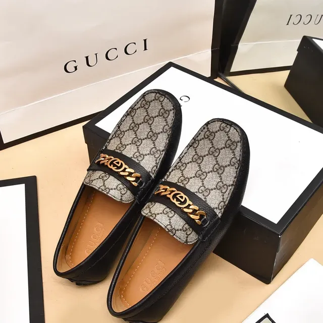 Gucci Horsebit 1955 Beige and Black GG Canvas Loafers 3